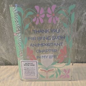 Acrylic Book Vase with Floral Design, Expressing Gratitude Someone Special NWT